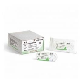 Этилон 5/0 Johnson&Johnson, режущая игла 16мм, окружность 3/8, цвет синий, 45 см, 24шт  