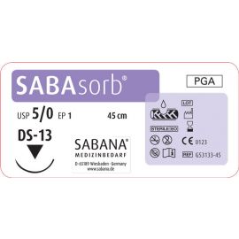 Sabana Medizinbedarf Sabasorb 5-0 игла обратно-режущая DS-13, окр.3/8 пересекающийся,  цвет фиолетовый, 45см