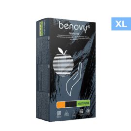 Перчатки нитриловые черные  размер XL, 100 шт, Benovy