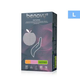 Перчатки нитриловые розовые размер L, 100 шт, Benovy