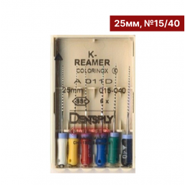 Инструмент ручной K-Reamer Colorinox №15/40 25мм., Dentsply Sirona 6шт 
