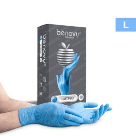 Перчатки Dental Formula нитриловые голубые размер L, 200 шт, Benovy